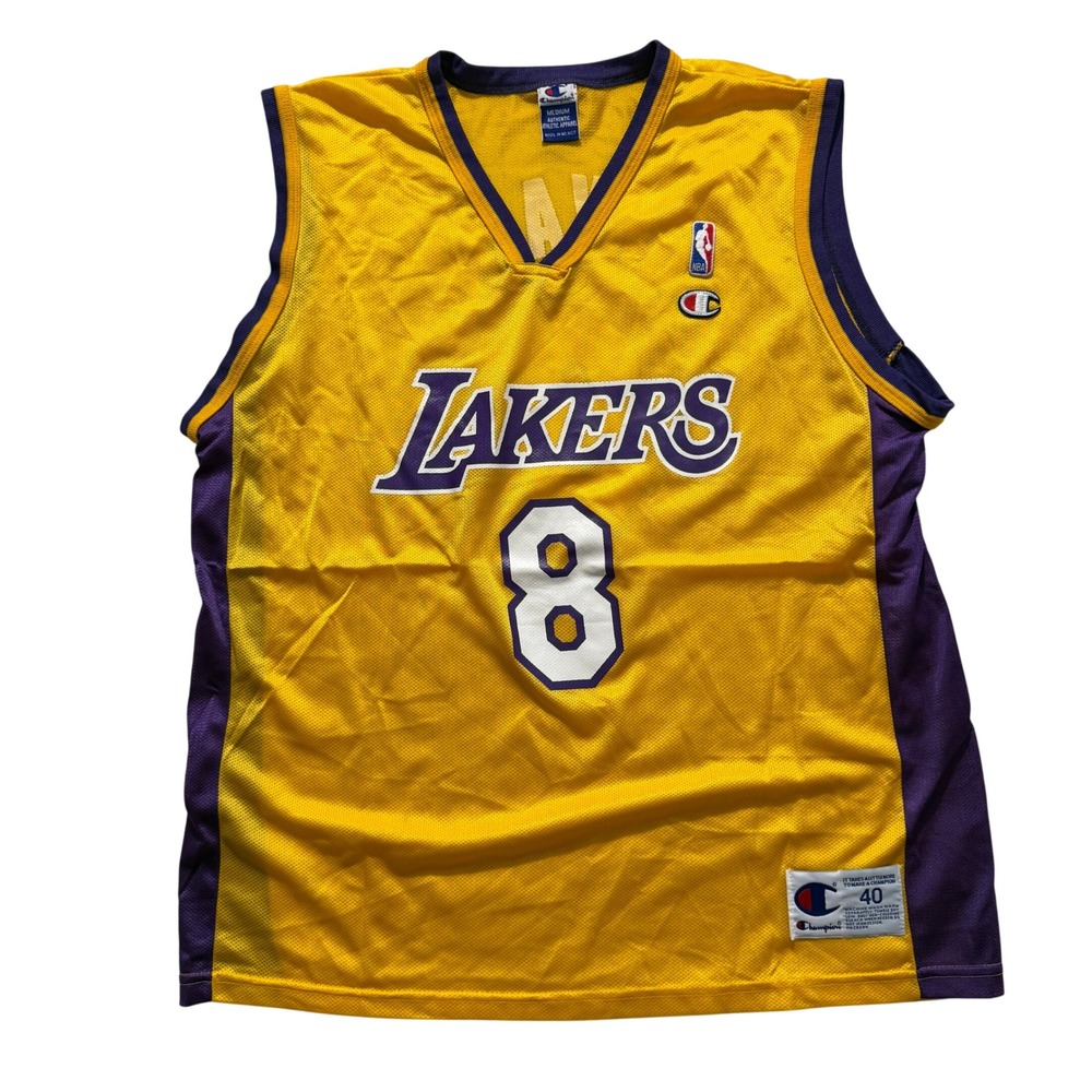 Vintage Champion Los Angeles Lakers Kobe Bryant 8 Jersey Gold Mesh Medium 40